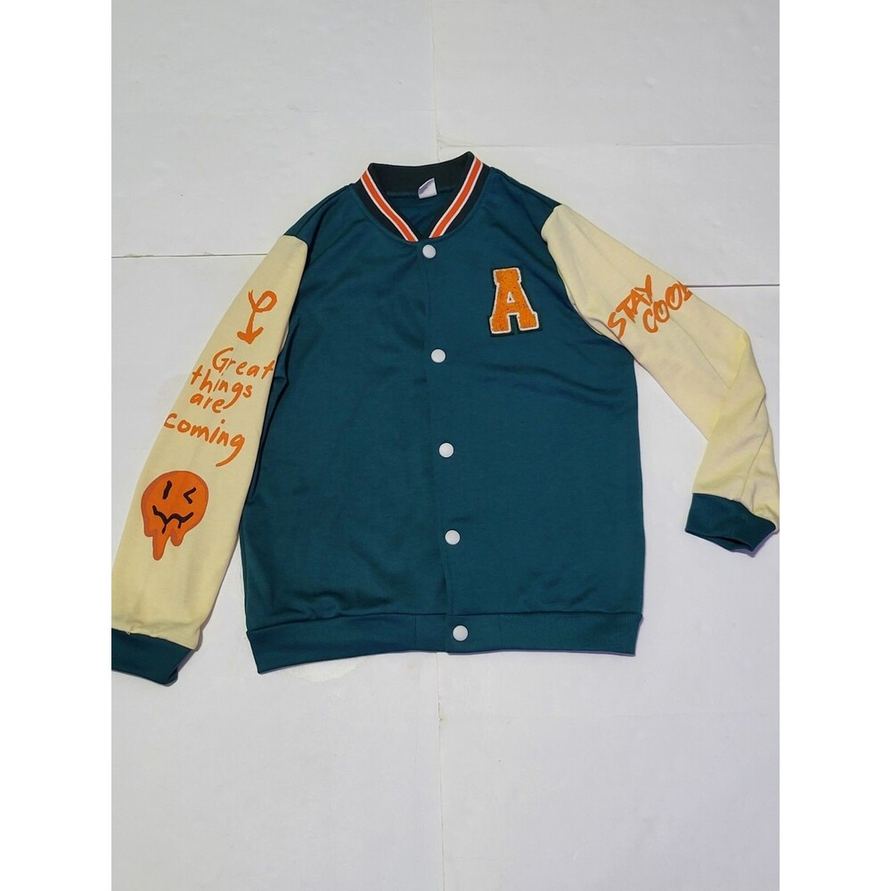 (#2)Shein Letterman Long Sleeve Button Down Jacket Size Kid's 10Y Multiple Color